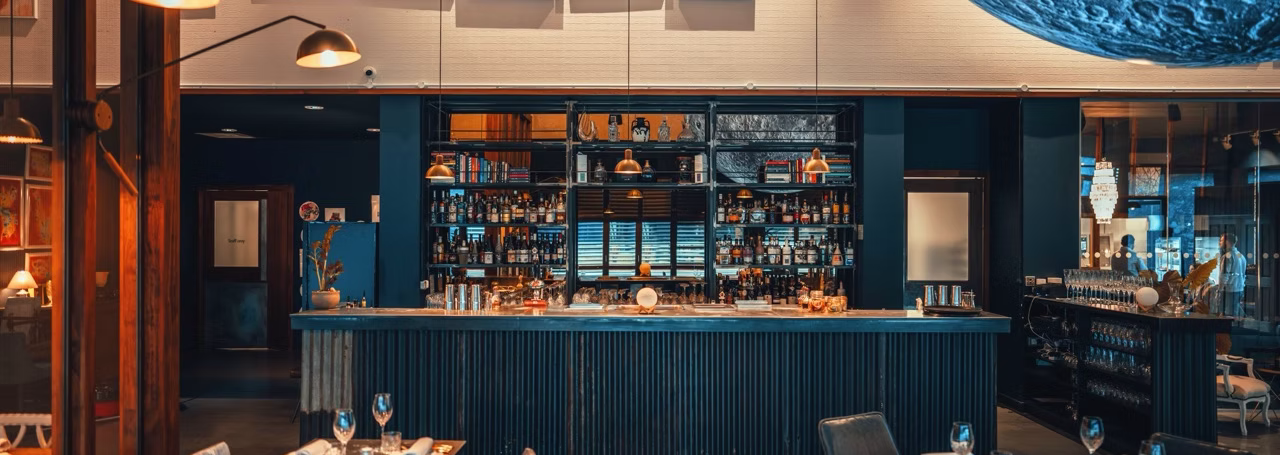 The Lunar Bar interior beneath the moon